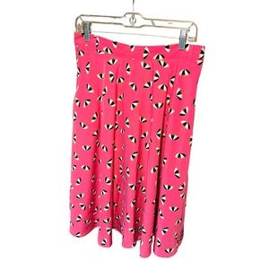 Modcloth Barbie pink hot pink umbrella print a line knee length skirt pockets L